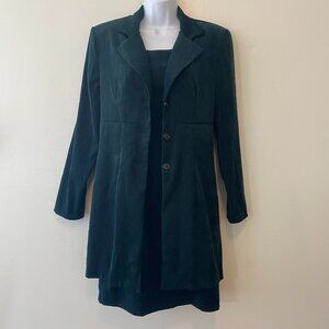 Vintage 90s Y2K DBY Green Velvet Sheath Dress & Jacket Womens 7